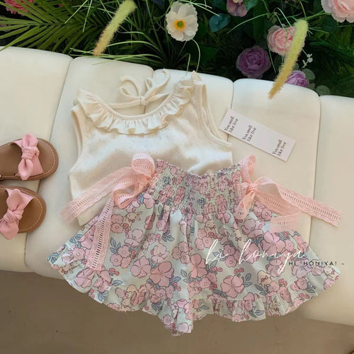 Sweet & Cute Summer 2-Piece Girls' Dress Suit, Ages 2-9 | Color: White | Image 1