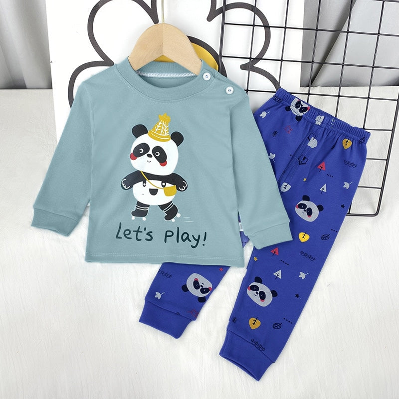 Minimalist Autumn 2 Pcs 2-9years Boys Pajama Sets | Color: Dark Grey | Image 1