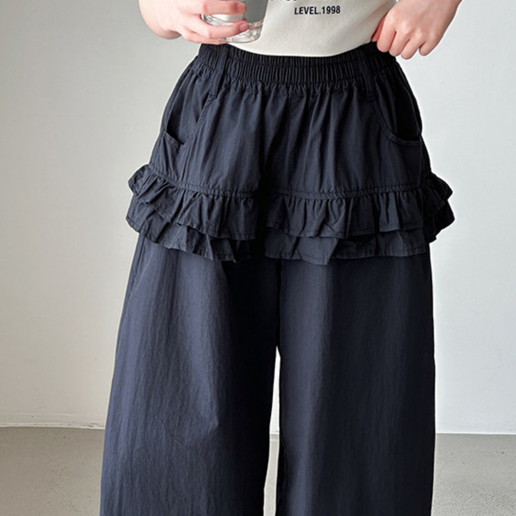 Casual Sporty Spring Girls' Casual Pants, Ages 4-14 | Color: Navy | Image 3
