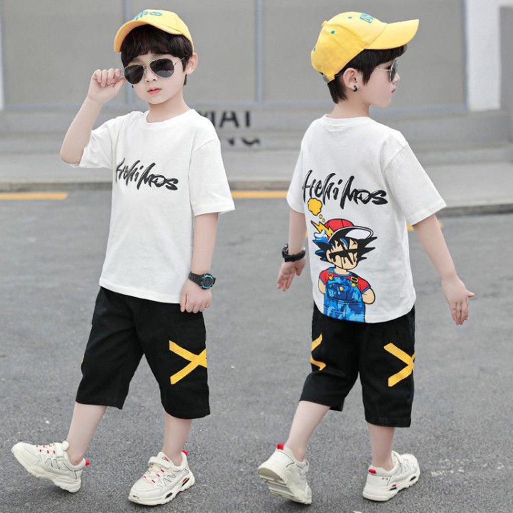 Minimalist Summer 2-Piece Boys' Pants Suit, Ages 4-13 | Color: White | Image 1