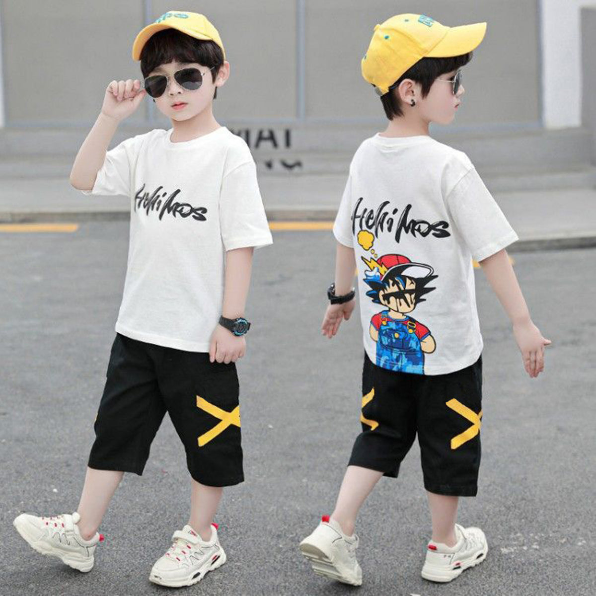 Minimalist Summer 2-Piece Boys' Pants Suit, Ages 4-13 | Color: White | Image 1