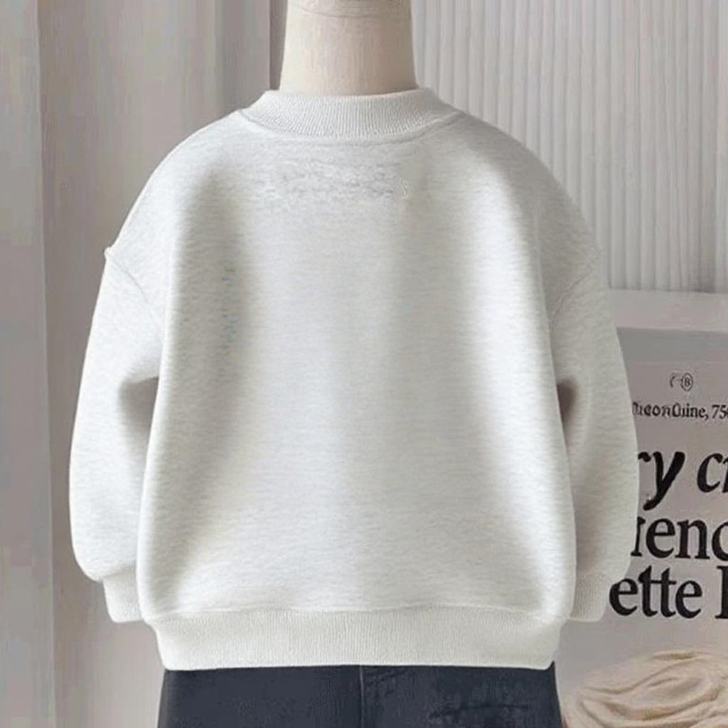 Modern Chic All-Season Minimalist Autumn Girls' Sweatshirt, Ages 3-14 | Color: White | Image 3