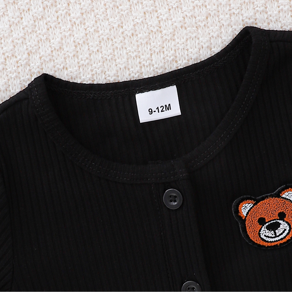 Minimalist Autumn Unisex Baby Jumpsuit, Ages 0-6 Months | Color: Black | Image 2
