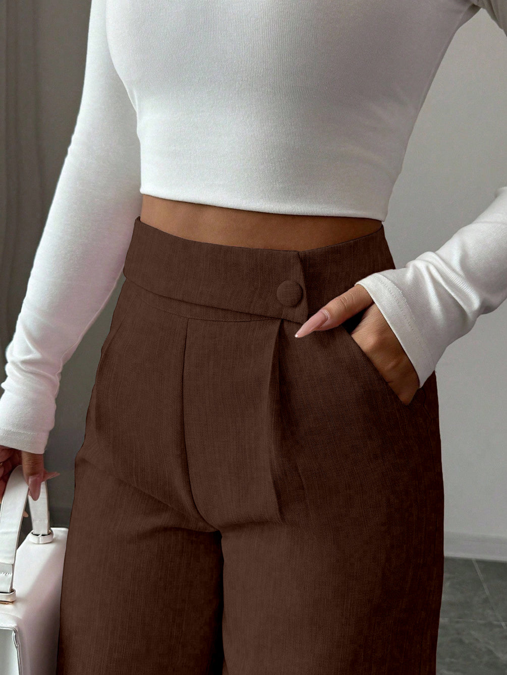 Minimalist All-Season Trousers | Color: Coffee | Image 1