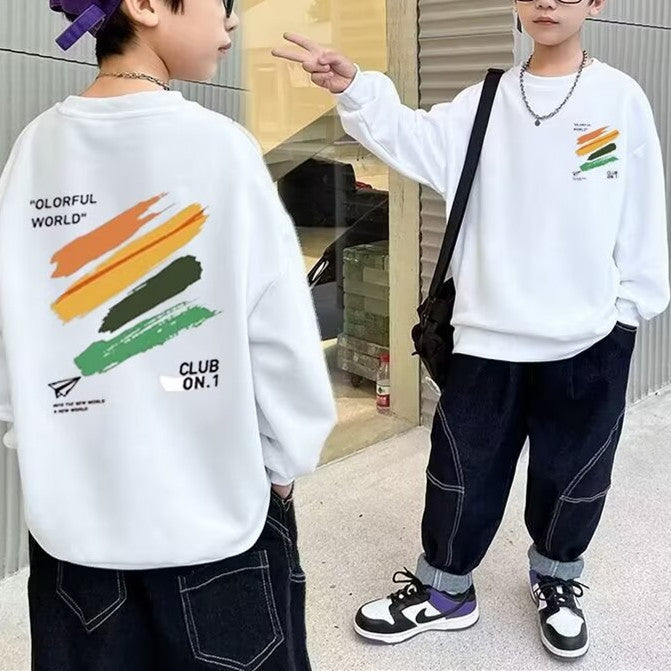 Minimalist Spring Boys' Sweatshirt, Ages 2-13 | Color: White | Image 1