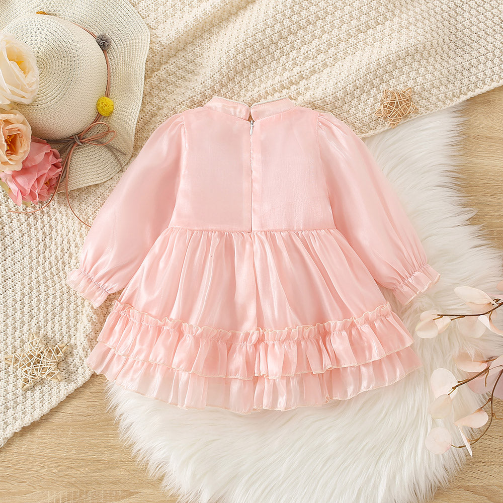 Elegant Spring Baby Girls' Dress, Ages 3-24 Months | Color: Pink | Image 3