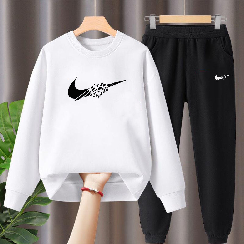Modern Chic All-Season Casual Sporty Autumn 2-Piece Boys' Pants Suit, Ages 3-14 | Color: White | Image 1