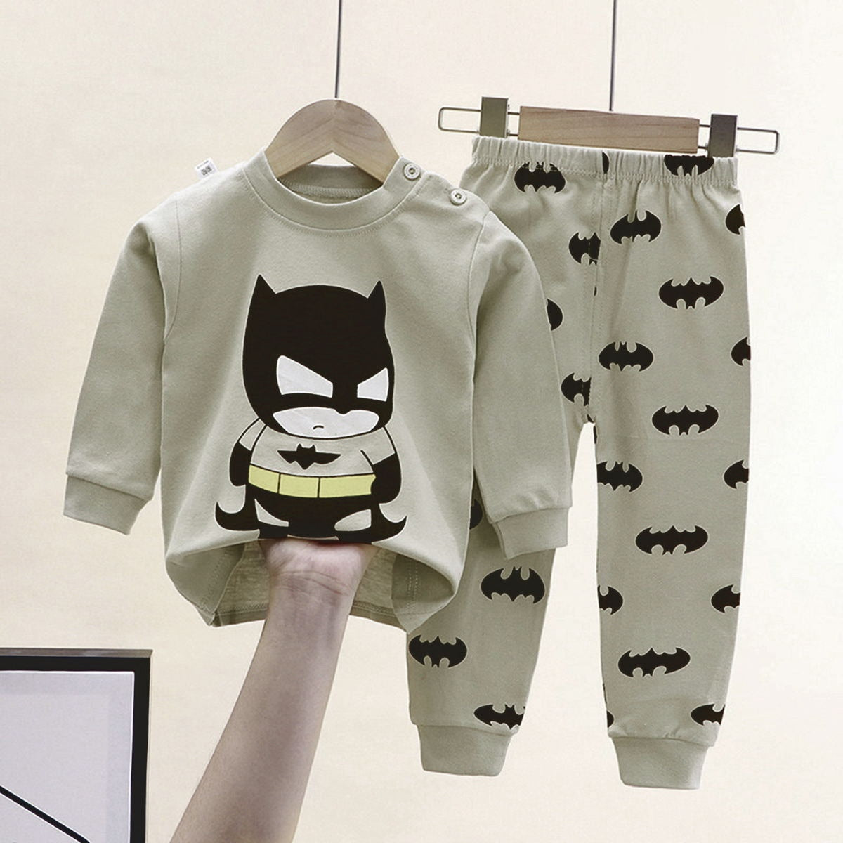 Minimalist Autumn 2 Pcs 2-9years Boys Pajama Sets | Color: Grey | Image 1