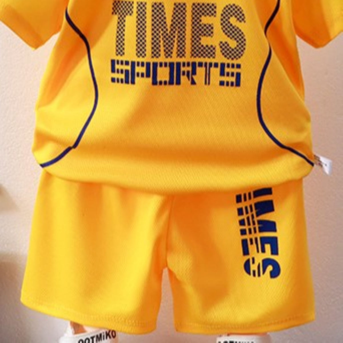 Minimalist Summer 2-Piece Unisex Kids' Pants Suit, Ages 3-13 | Color: Yellow | Image 2
