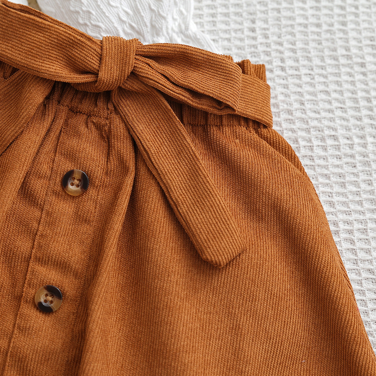 Elegant Autumn 2-Piece Baby Girls' Dress Suit, Ages 3-24 Months | Color: Coffee&White | Image 2