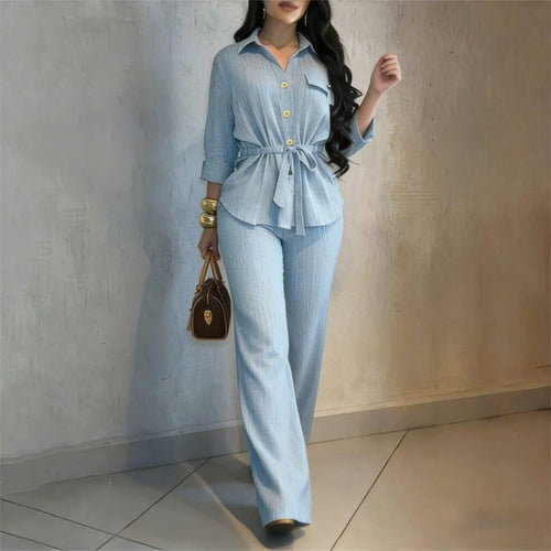 Minimalist Summer Shirt Set | Color: Blue | Image 1