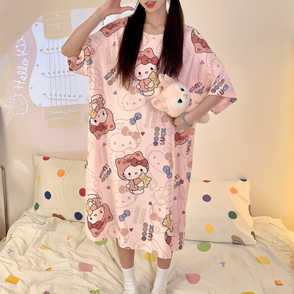 Modern Chic All-Season Sweet Feminine Summer Women 's Short  Sleeve Sleep Dress | Color: Style 3 | Image 3