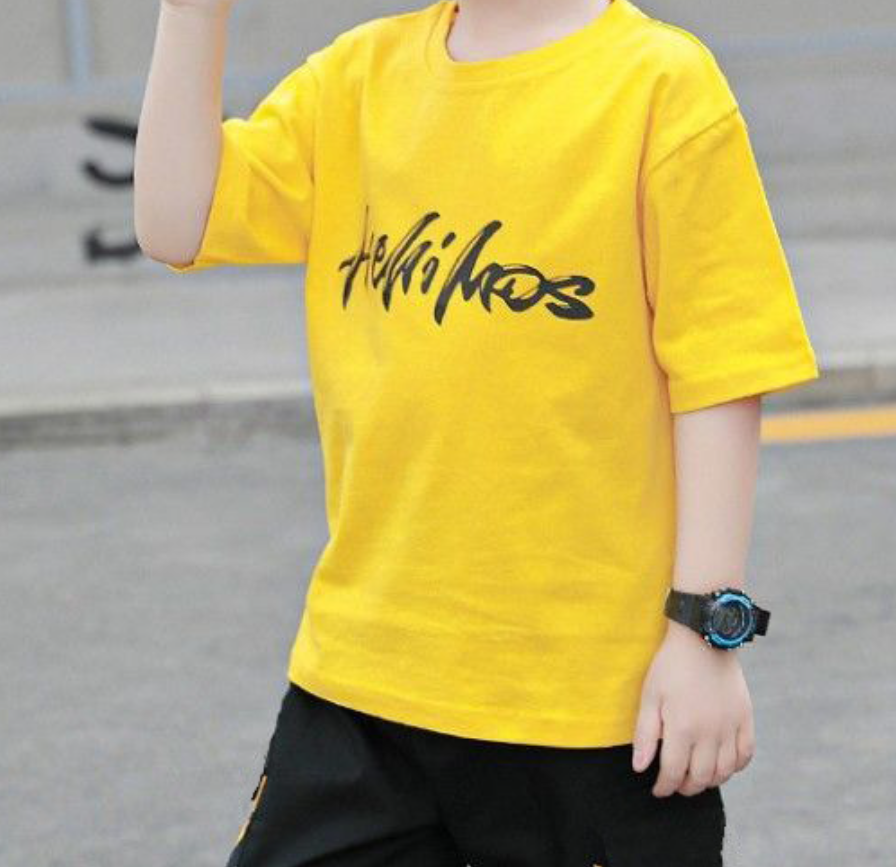 Minimalist Summer 2-Piece Boys' Pants Suit, Ages 4-13 | Color: Yellow | Image 2