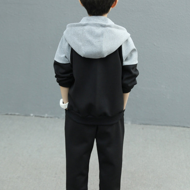 Modern Chic All-Season Casual Sporty Spring 2-Piece Boys' Pants Suit, Ages 3-13 | Color: Black | Image 3