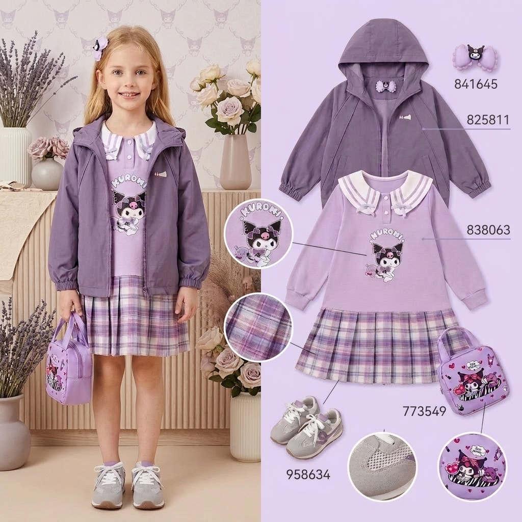 Modern Chic All-Season Casual Sporty Autumn Unisex Kids' Jacket, Ages 3-11 | Color: Purple | Image 1