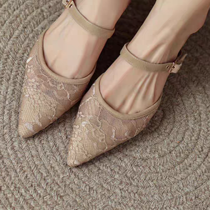 Modern Chic All-Season PU/Artificial Leather/Microfiber Leather Women's High Heel Slippers | Color: Apricot | Image 3