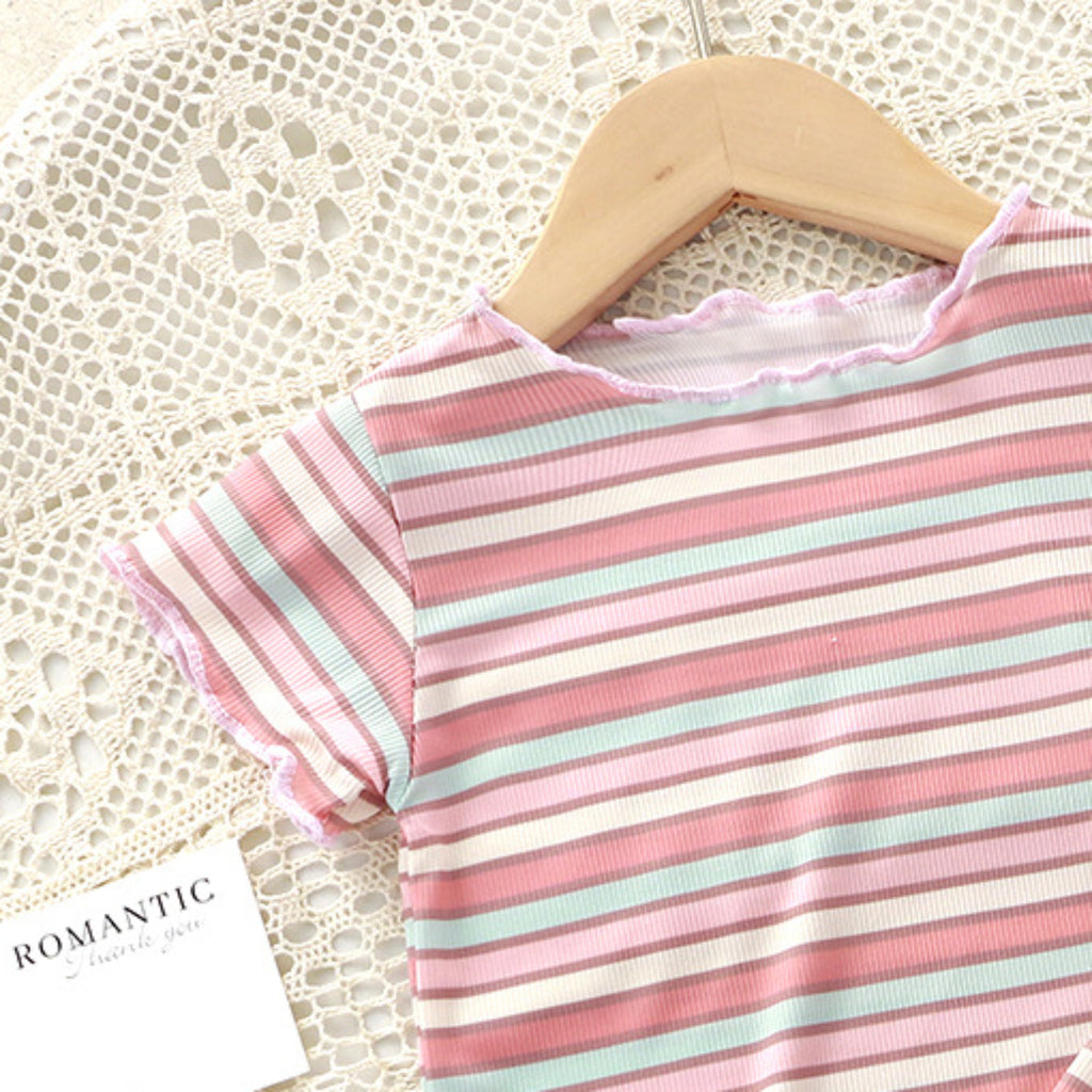 Minimalist Summer 2-Piece Baby Girls' Pajama Set, Ages 3-24 Months | Color: Pink | Image 3