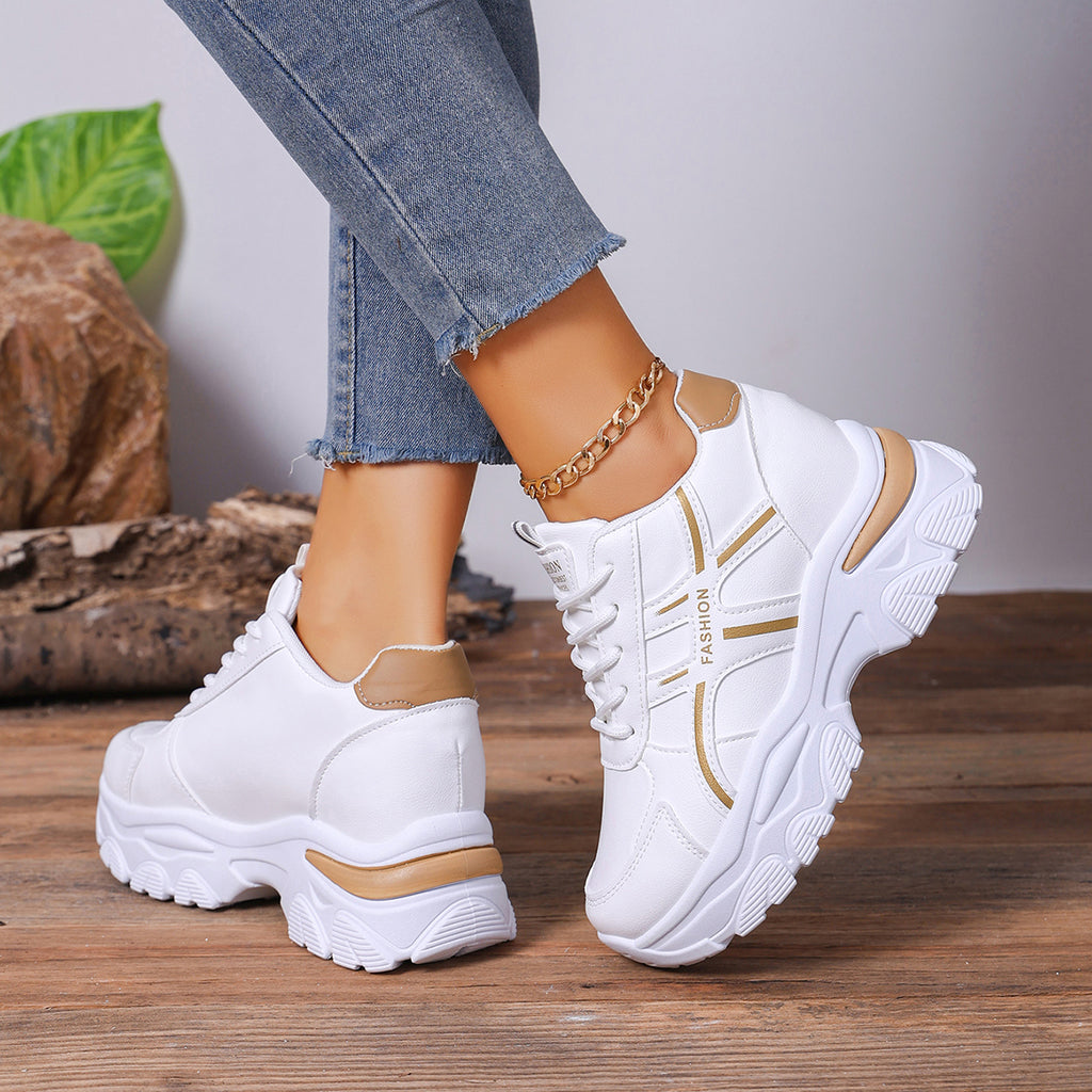 Modern Chic All-Season PU/Artificial Leather/Microfiber Leather Women's Casual Shoes | Color: Khaki | Image 3