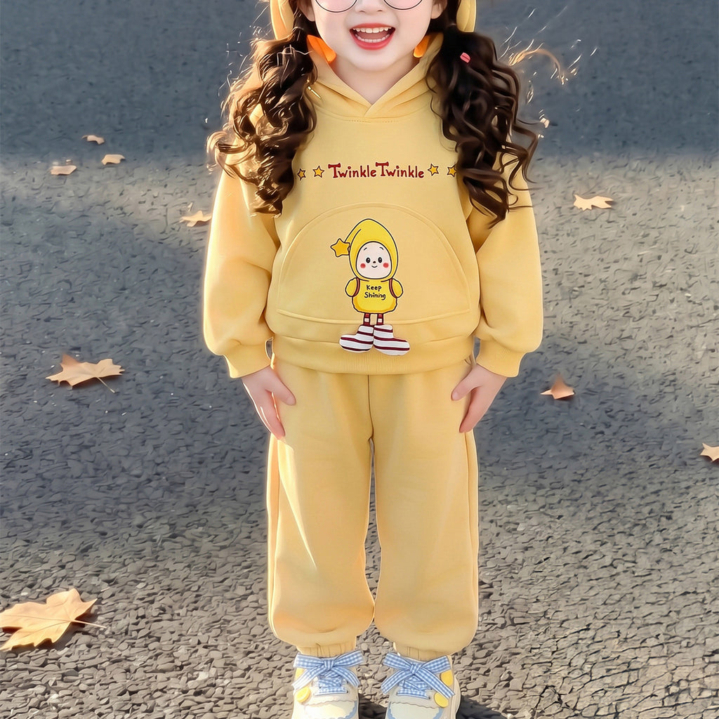 Casual Sporty Autumn 2-Piece Girls' Pants Suit, Ages 2-9 | Color: Yellow | Image 1