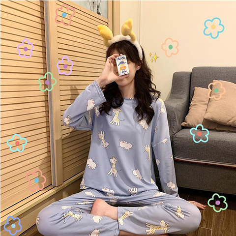 Sweet Feminine All-Season 2 Pcs Women 's Long Sleeve Sleep Set | Color: Style 2 | Image 3