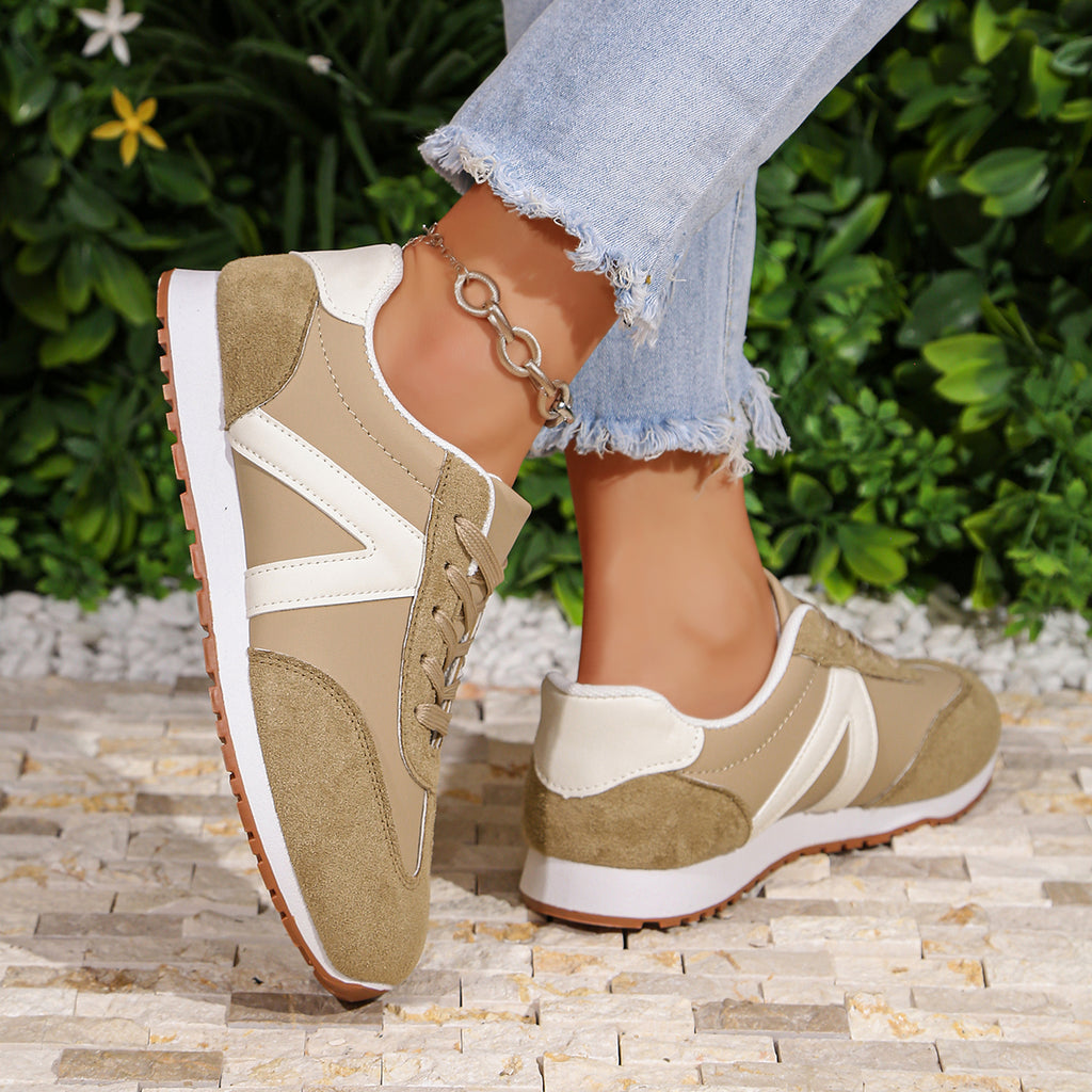 Modern Chic All-Season PU/Artificial Leather/Microfiber Leather Women's Fashion Sneaker | Color: Khaki | Image 3