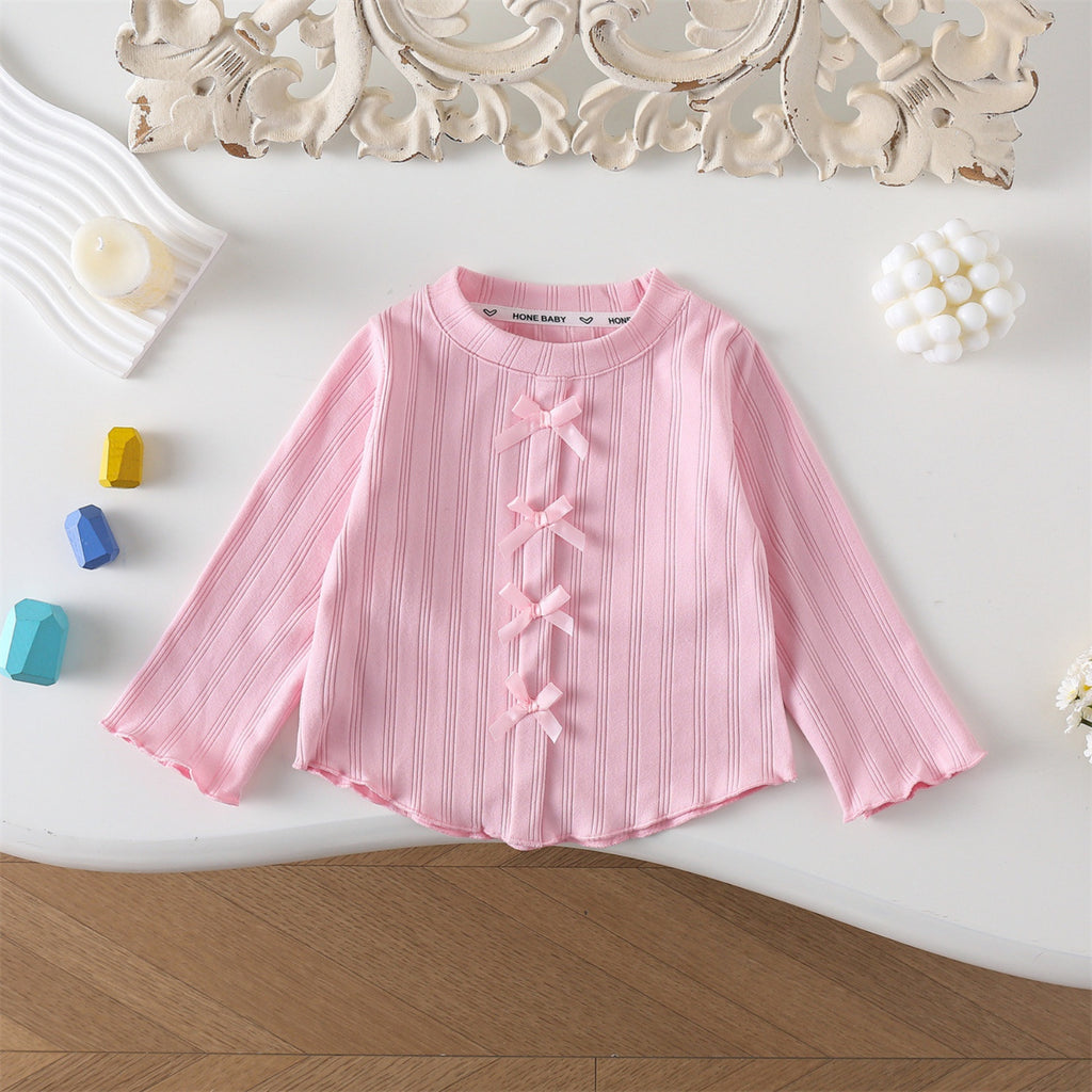 Minimalist Autumn Girls' T-Shirt, Ages 2-9 | Color: Pink | Image 1
