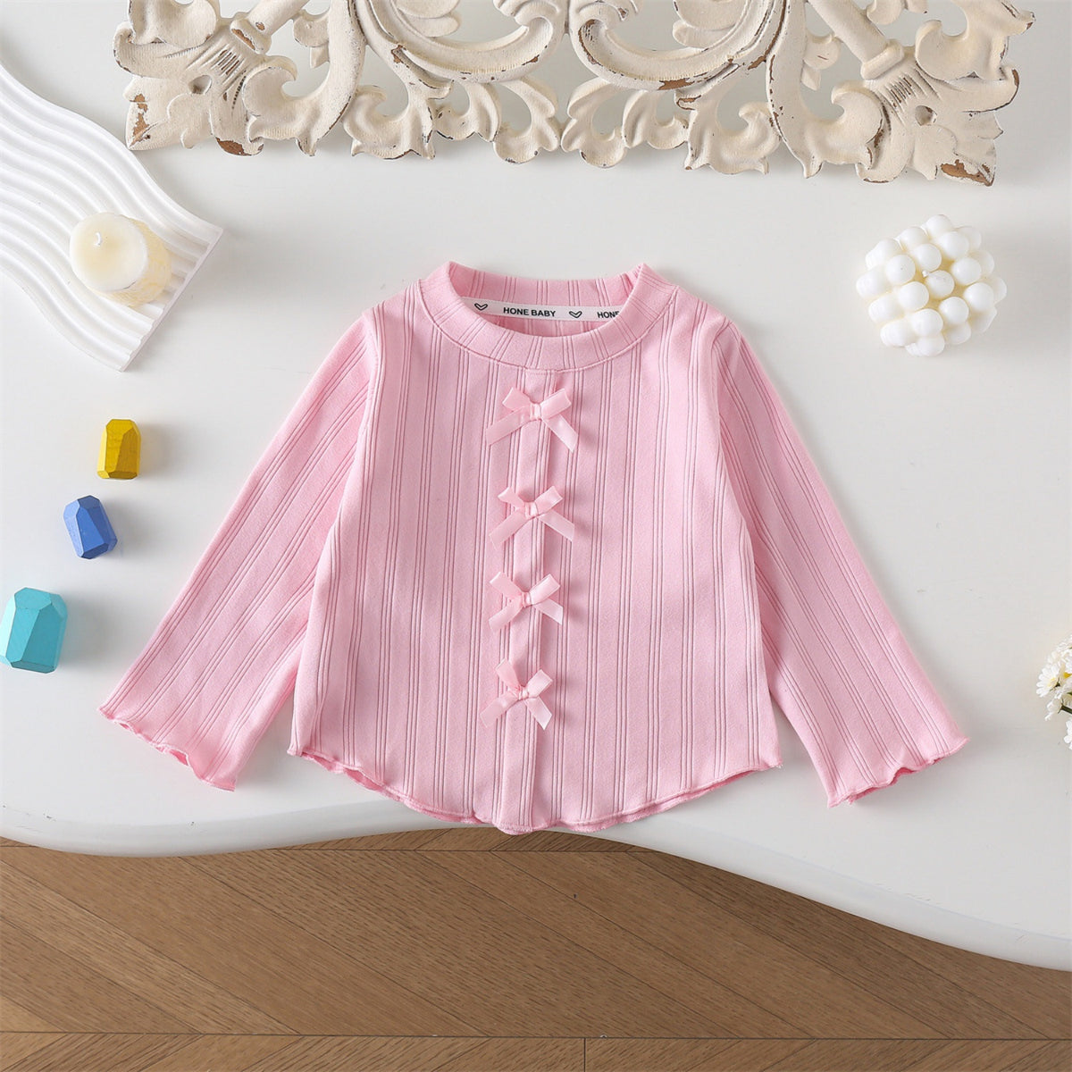 Minimalist Autumn Girls' T-Shirt, Ages 2-9 | Color: Pink | Image 1