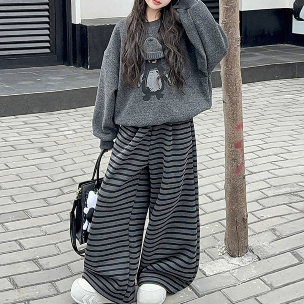 Minimalist Spring Girls' Pants Suit, Ages 4-14 | Color: Grey | Image 1
