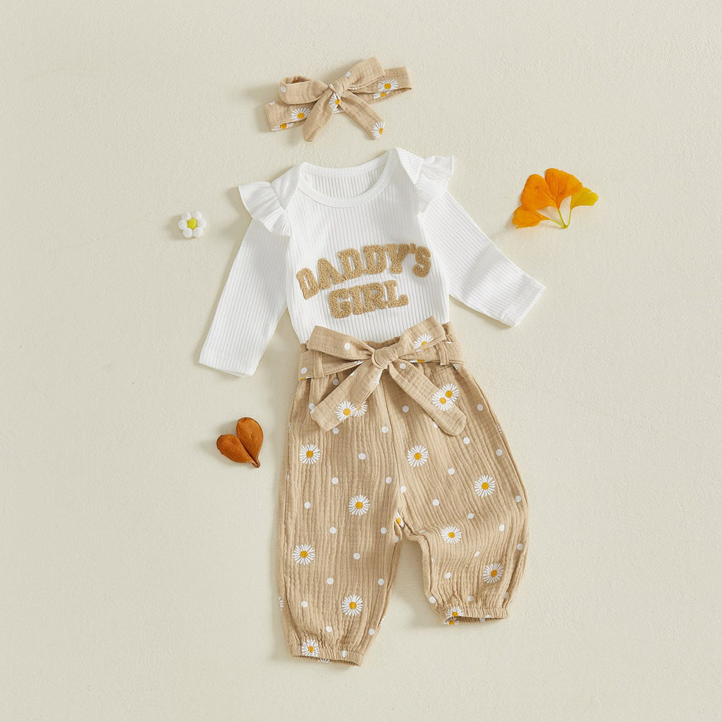 Trendy Autumn 2-Piece Baby Girls' Pants Suit, Ages 0-6 Months | Color: Apricot | Image 1