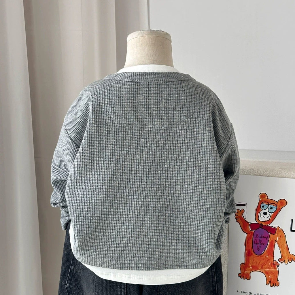 Modern Chic All-Season Casual Sporty Autumn Boys' Sweatshirt, Ages 2-11 | Color: Grey | Image 3