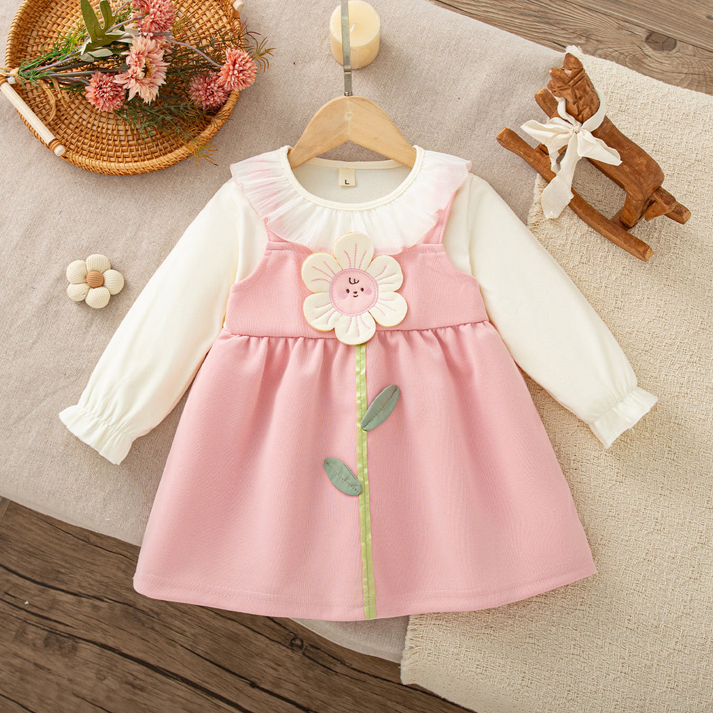 Sweet & Cute Autumn Baby Girls' Dress, Ages 1-24 Months | Color: Pink | Image 1