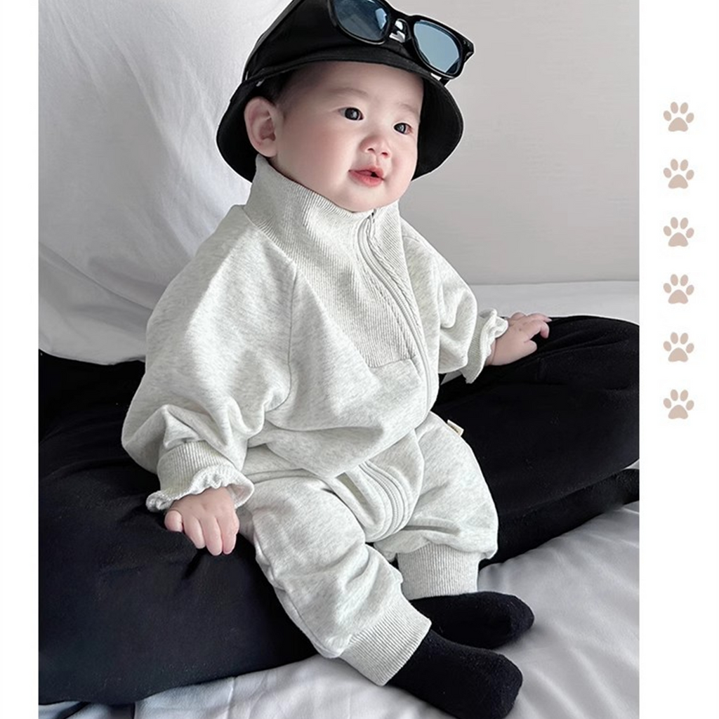 Casual Sporty Autumn Baby Boys' Jumpsuit, Ages 1-24 Months | Color: Light Grey | Image 2
