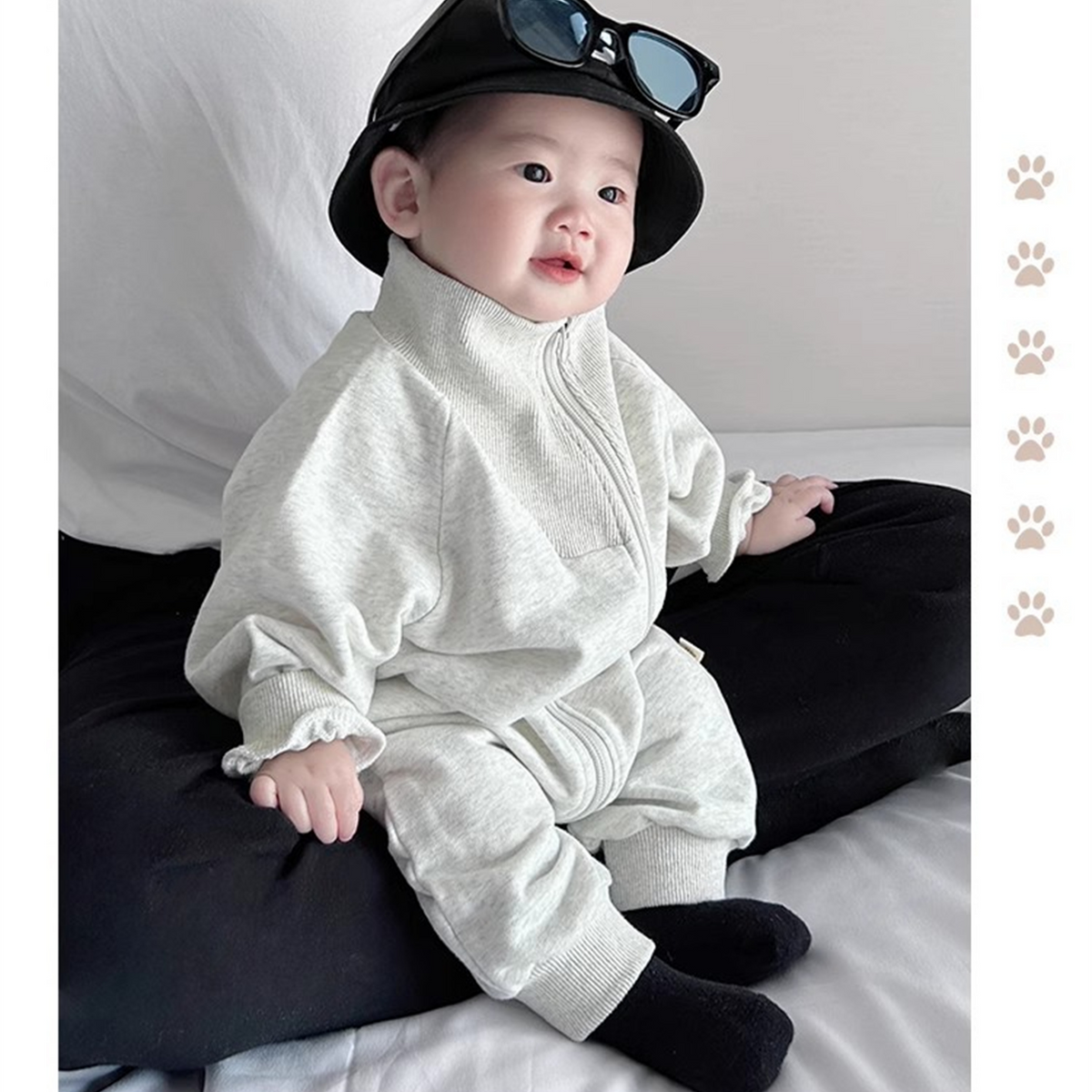 Casual Sporty Autumn Baby Boys' Jumpsuit, Ages 1-24 Months | Color: Light Grey | Image 2
