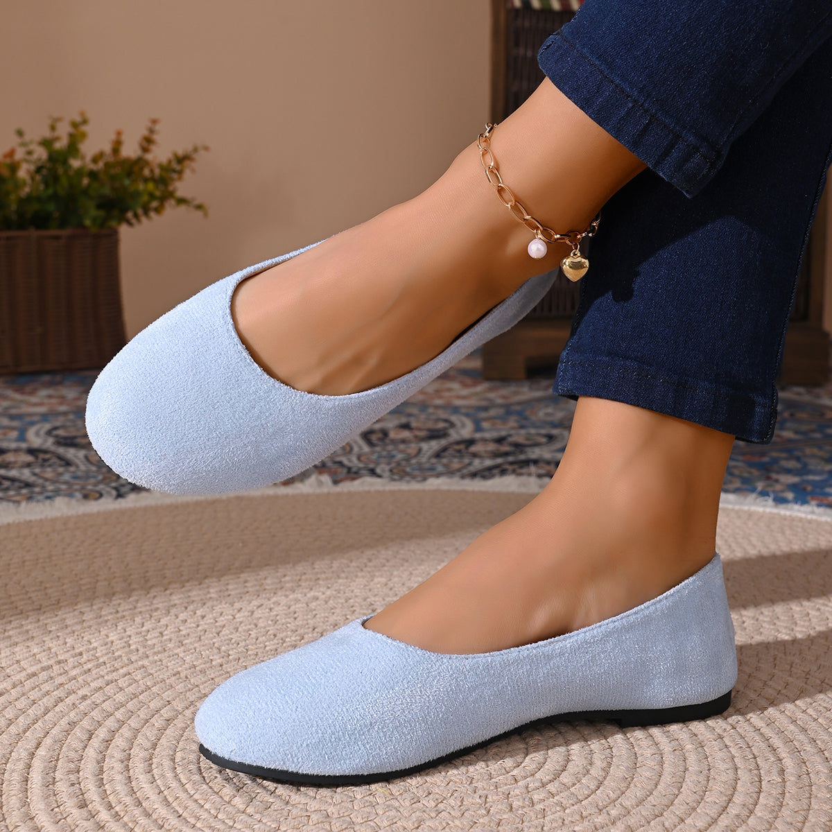 Modern Chic All-Season Cloth / Textile Women's Flat Shoes | Color: Sky Blue | Image 2