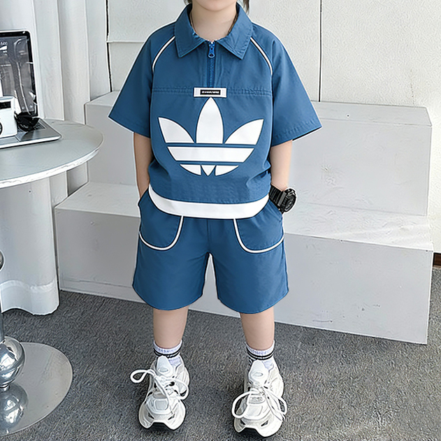 Modern Chic All-Season Casual Sporty Summer 2-Piece Boys' Pants Suit, Ages 2-11 | Color: Blue | Image 1
