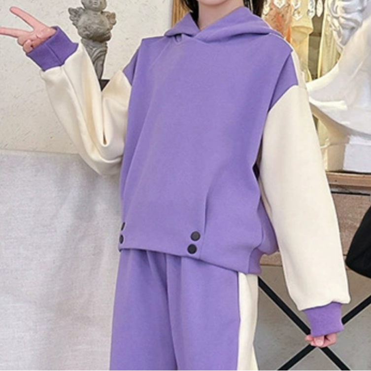 Casual Sporty Autumn 2-Piece Girls' Pants Suit, Ages 4-14 | Color: Purple | Image 2