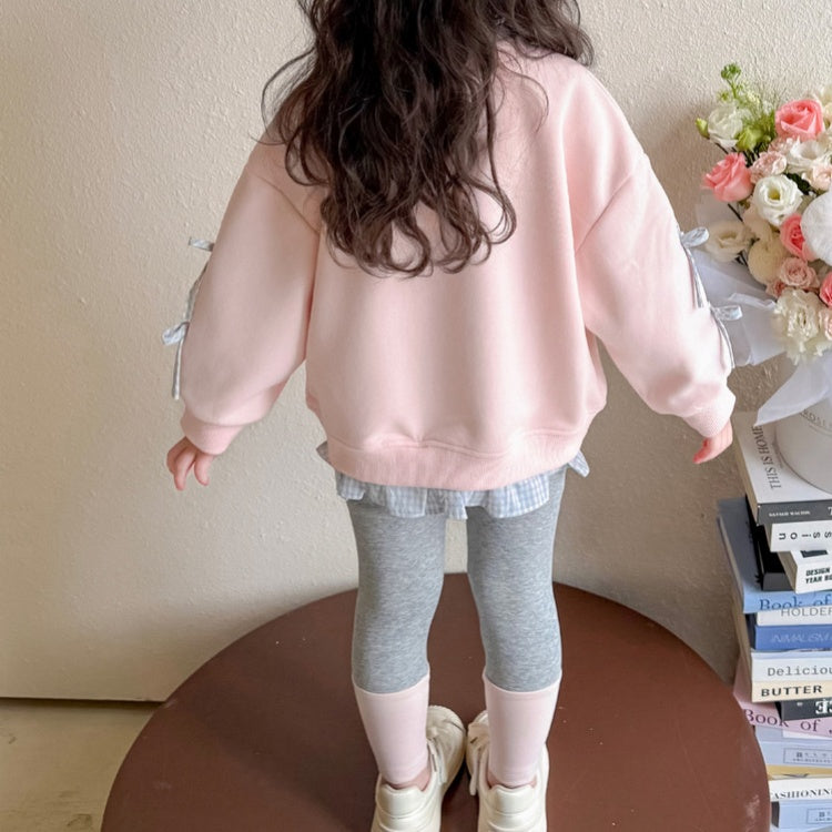 Sweet & Cute Autumn 2-Piece Girls' Pants Suit, Ages 2-9 | Color: Pink | Image 3