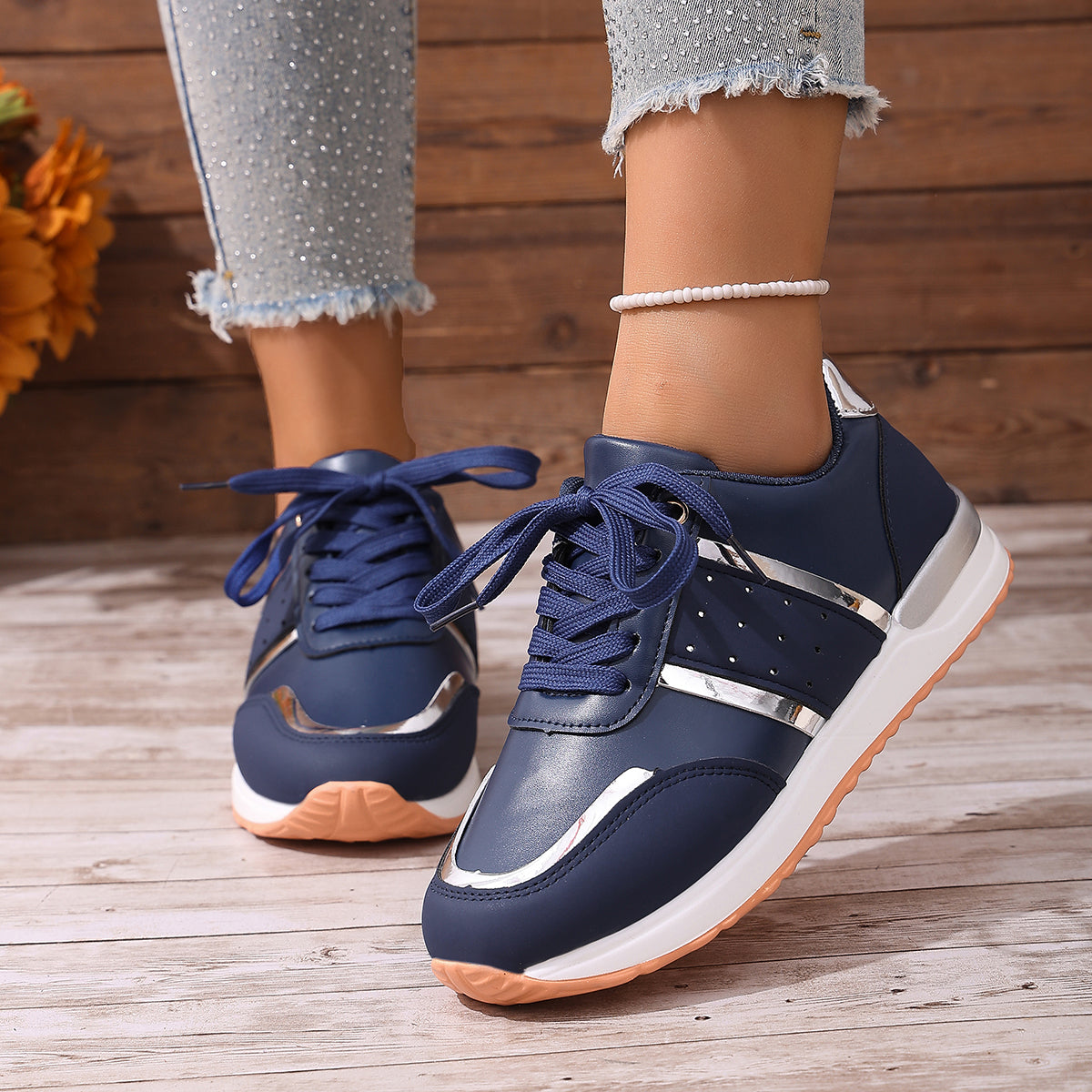 Modern Chic All-Season PU/Artificial Leather/Microfiber Leather Women's Casual Shoes | Color: Blue | Image 3