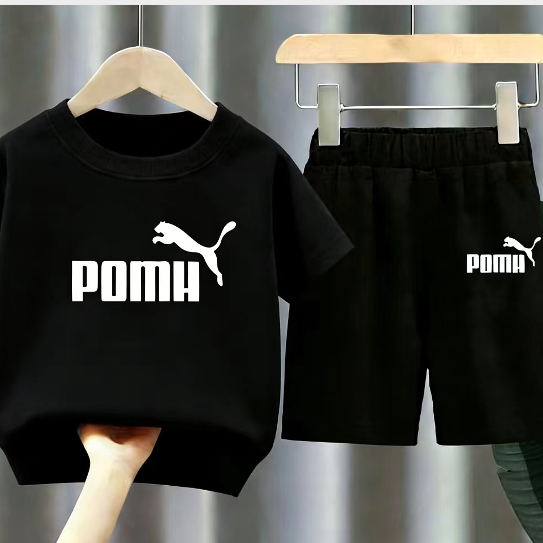 Modern Chic All-Season Casual Sporty Summer 2-Piece Boys' Pants Suit, Ages 2-11 | Color: Black | Image 1