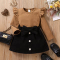 Elegant Autumn 2-Piece Baby Girls' Dress Suit, Ages 3-24 Months | Color: Brown | Image 1