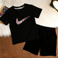 Modern Chic All-Season Casual Sporty Summer Unisex Kids' Pants Suit | Color: Black | Image 1