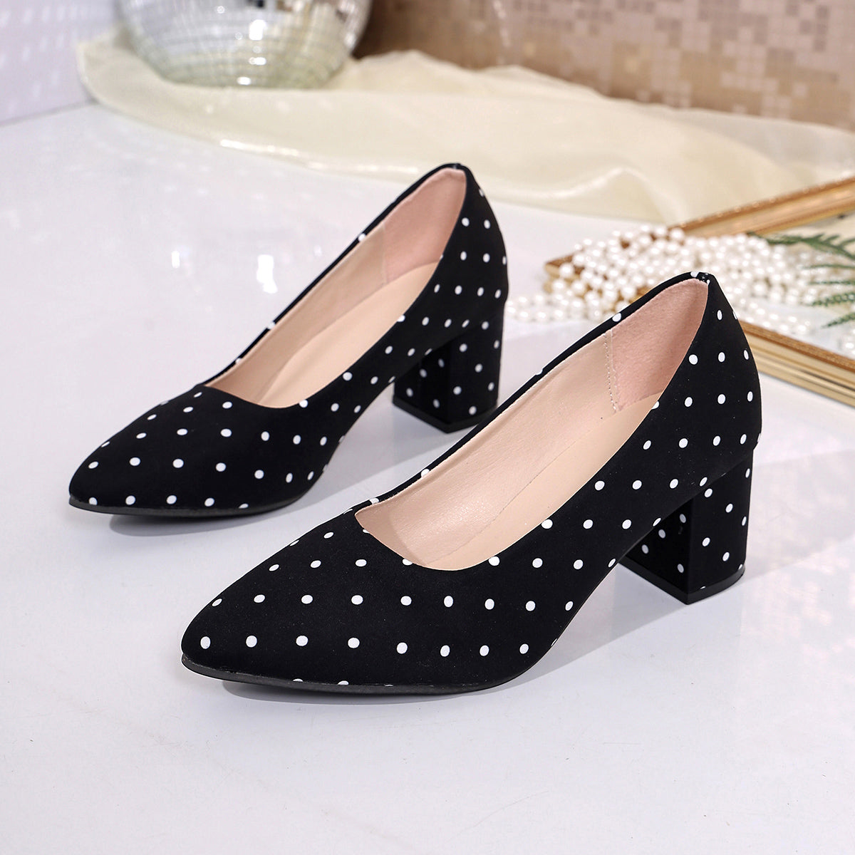 Modern Chic All-Season PU/Artificial Leather/Microfiber Leather Women's High Heels | Color: Black | Image 3