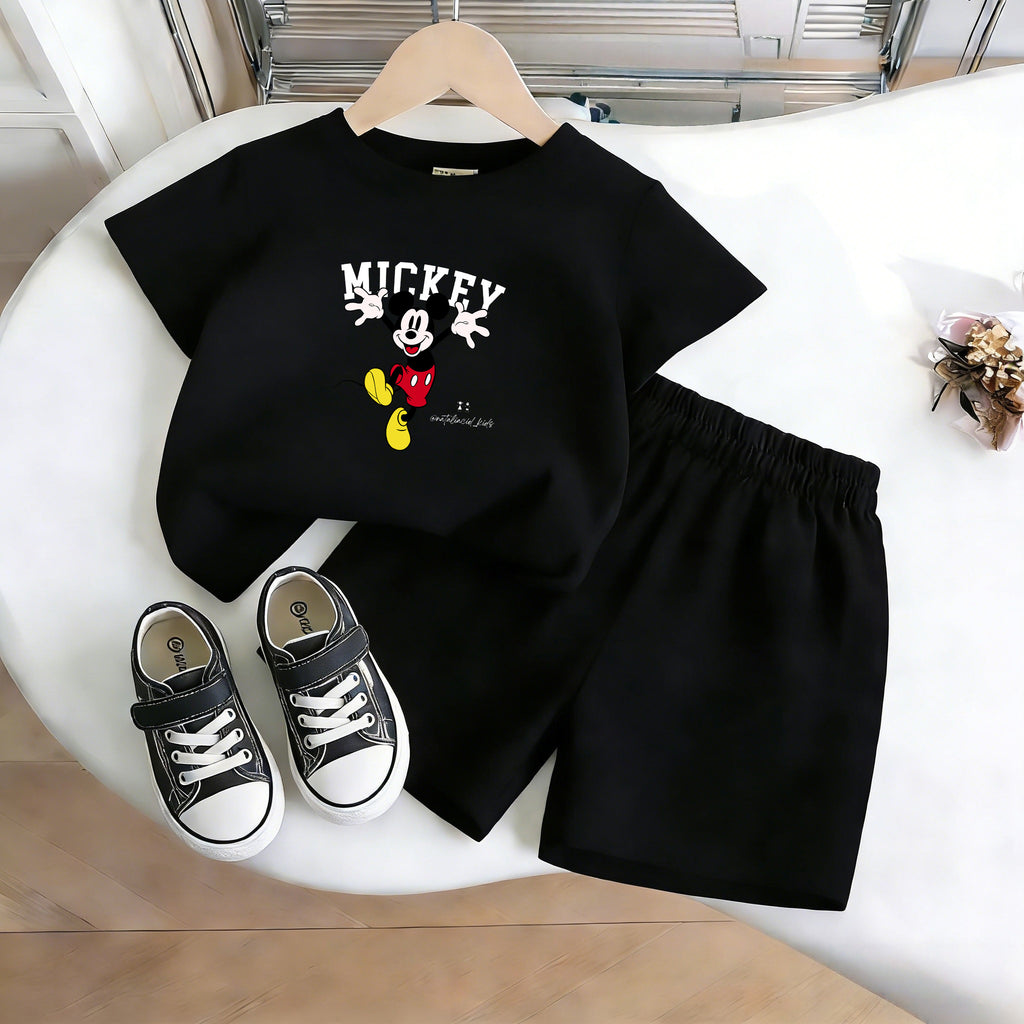 Modern Chic All-Season Casual Sporty Summer 2-Piece Unisex Kids' Pants Suit | Color: Black | Image 1