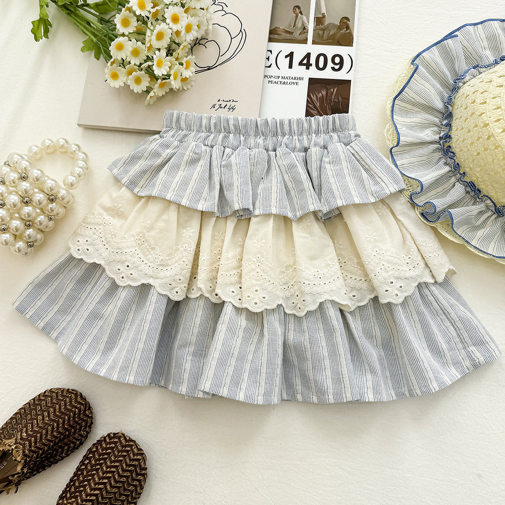 Casual Sporty Summer 3-Piece Girls' Dress Suit, Ages 2-7 | Color: Blue | Image 2