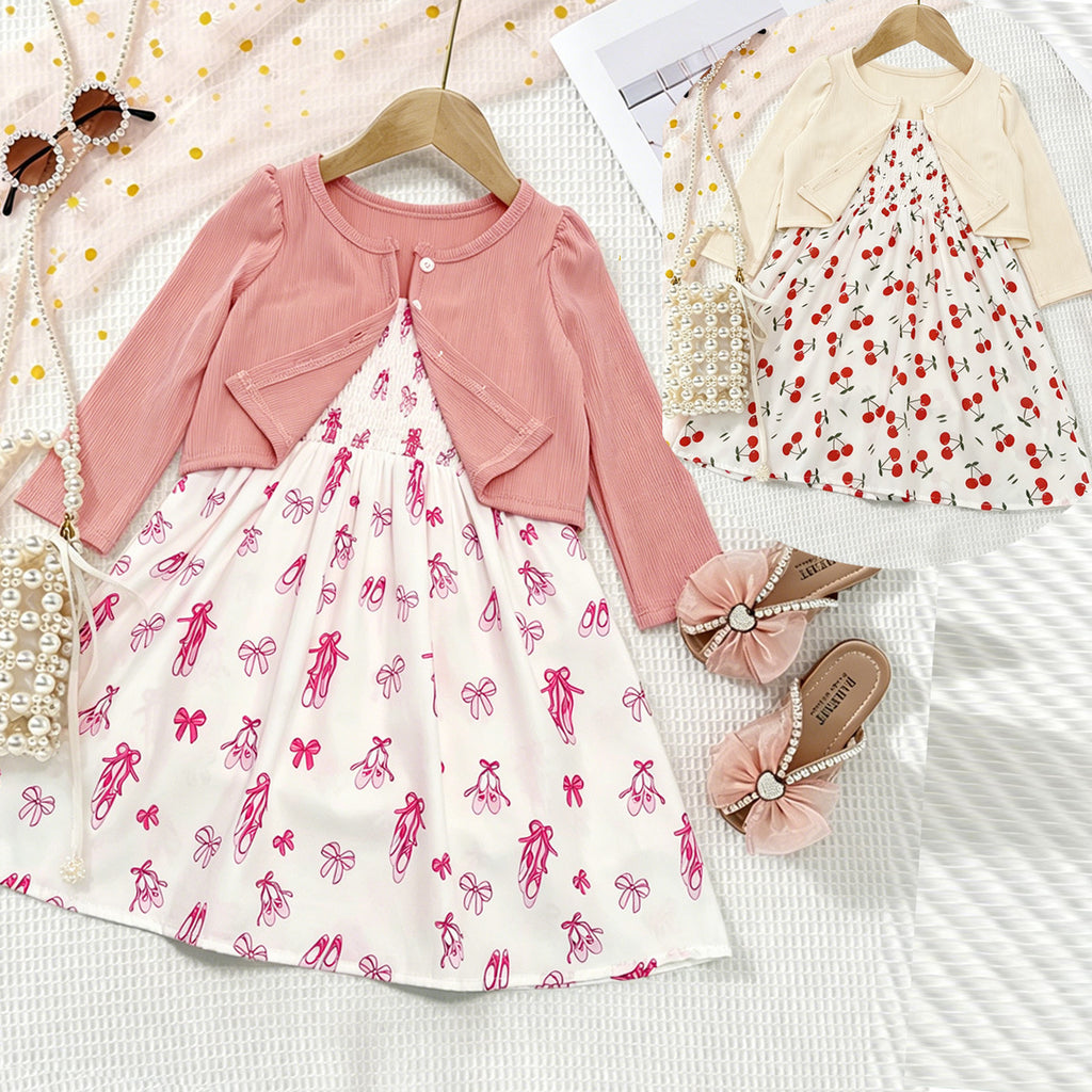 Sweet & Cute Autumn 2-Piece Girls' Dress Suit, Ages 2-11 | Color: Pink | Image 1