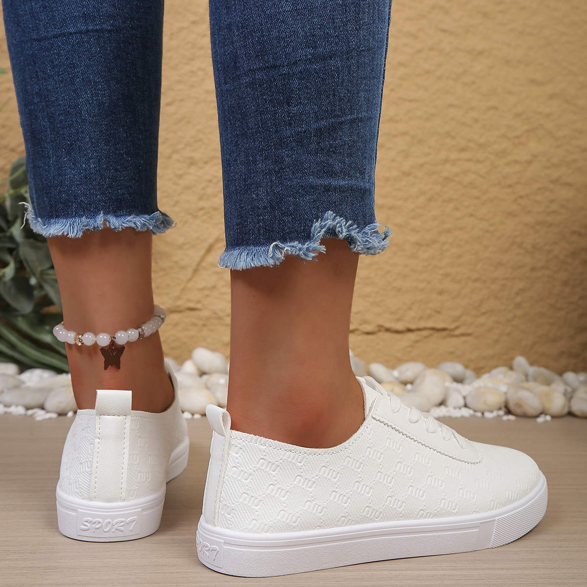 Modern Chic All-Season PU/Artificial Leather/Microfiber Leather Women's Casual Shoes | Color: White | Image 3