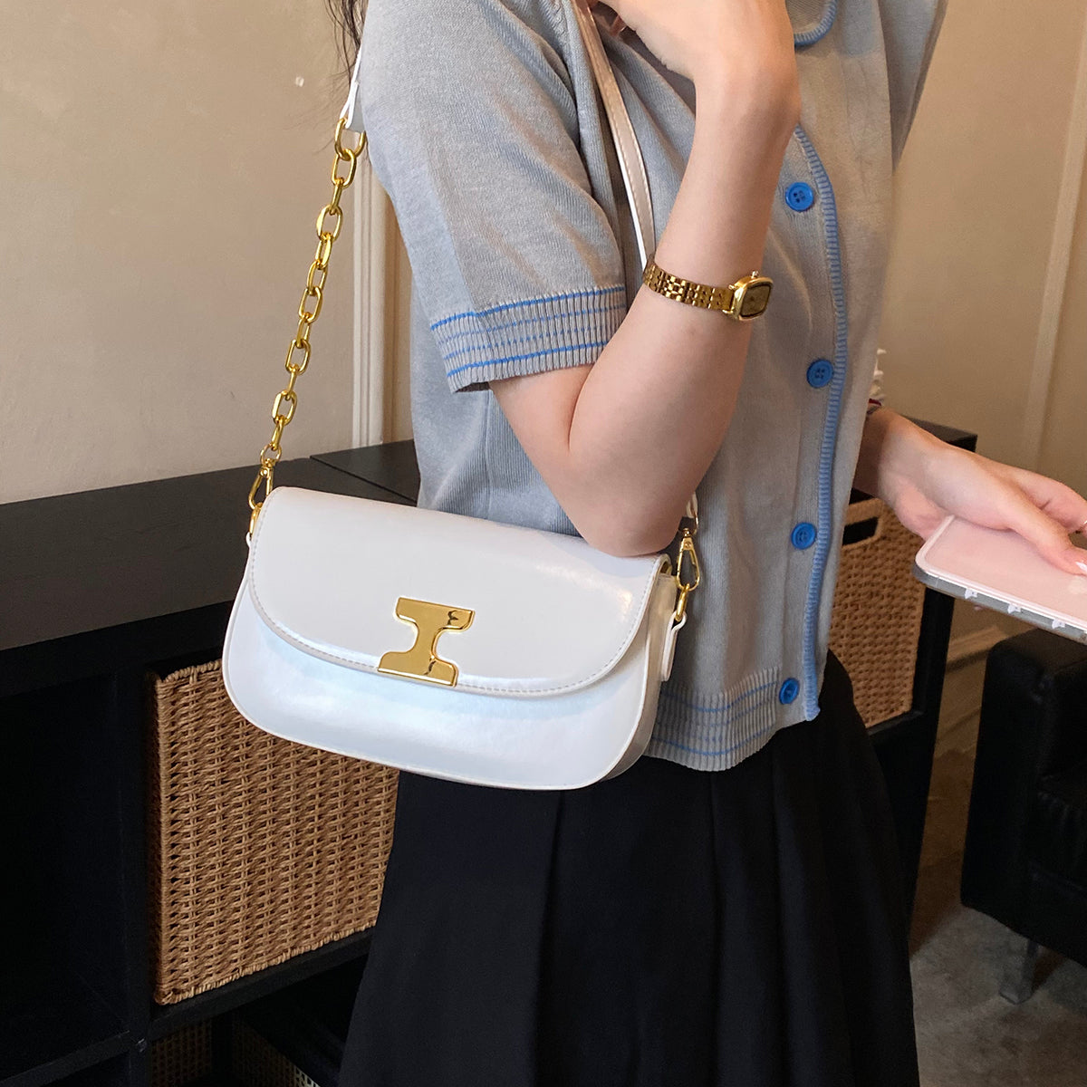 Modern Chic All-Season PU/Artificial Leather/Microfiber Leather Women's Shoulder Bags Other Bags | Color: White | Image 2