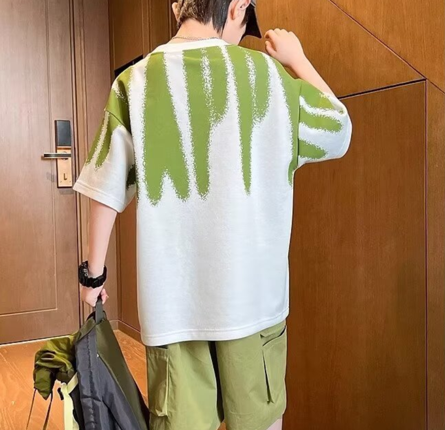 Casual Sporty Summer 2-Piece Boys' Pants Suit, Ages 4-14 | Color: Green | Image 3