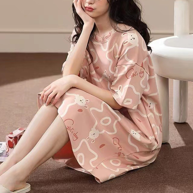 Sweet & Cute Summer Women 's Short  Sleeve Sleep Dress | Color: Style 9 | Image 1