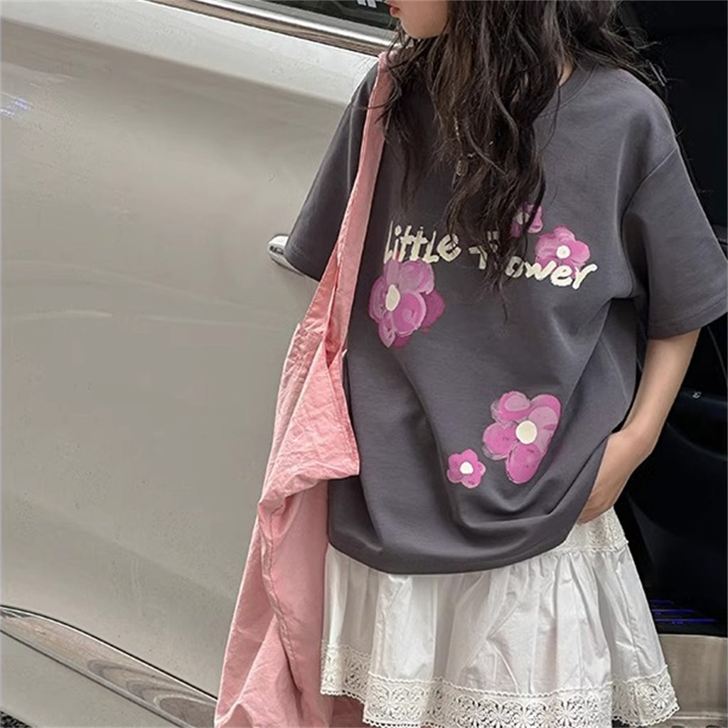 Casual Sporty Summer Girls' T-Shirt, Ages 2-14 | Color: Grey | Image 2